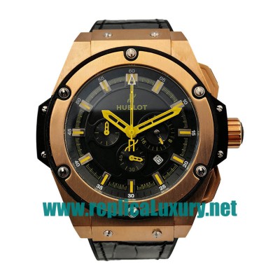Men Rose Gold Hublot King Power 171626 46MM Black Dials Replica Watches UK