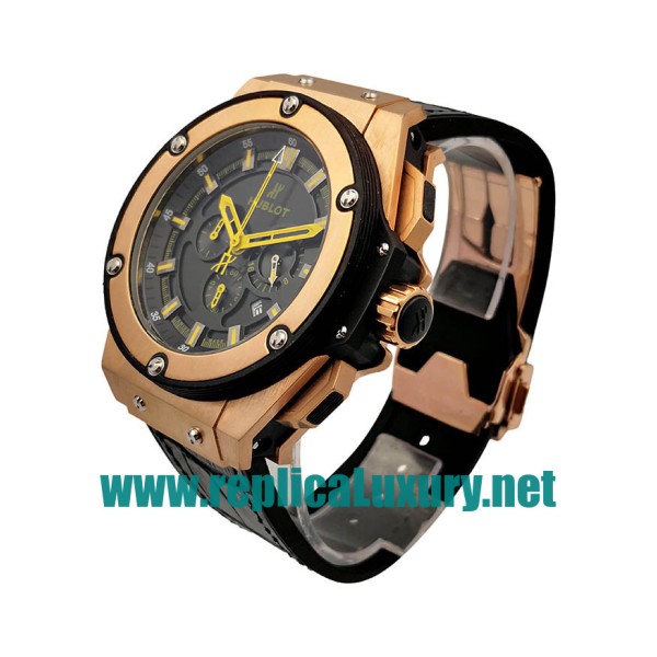 Men Rose Gold Hublot King Power 171626 46MM Black Dials Replica Watches UK